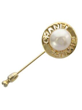 Chanel Vintage Pin Brooch Faux Pearl Gold Color